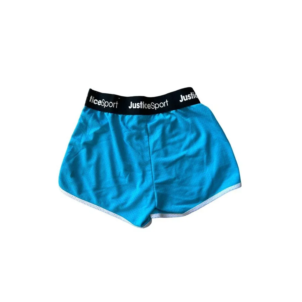 Justice sport girls size large, 12–14 blue white gym shorts
